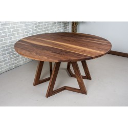 60 Inch Round Dining Table, 60 Inch Walnut Round Table, Circle Wood Dinner Table, Natural Walnut Kitchen Table, Round Walnut Table for 6