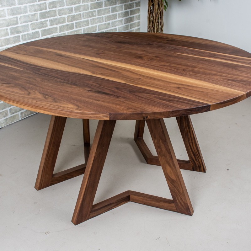 60 Inch Round Dining Table, 60 Inch Walnut Round Table, Circle Wood Dinner Table, Natural Walnut Kitchen Table, Round Walnut Table for 6