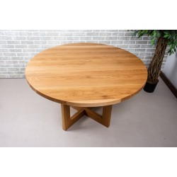 Round Oak Dining Table, Round Wood Dining Table on Pedestal Base, Pedestal Dining Table Made of Oak Wood, Solid Wood Round Dining Table