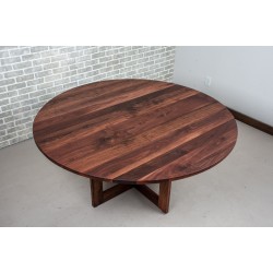 Modern Walnut Table, Round Dining Table in Spiced Walnut on Pedestal Base, Round Walnut Table for Kitchen or Dining Room