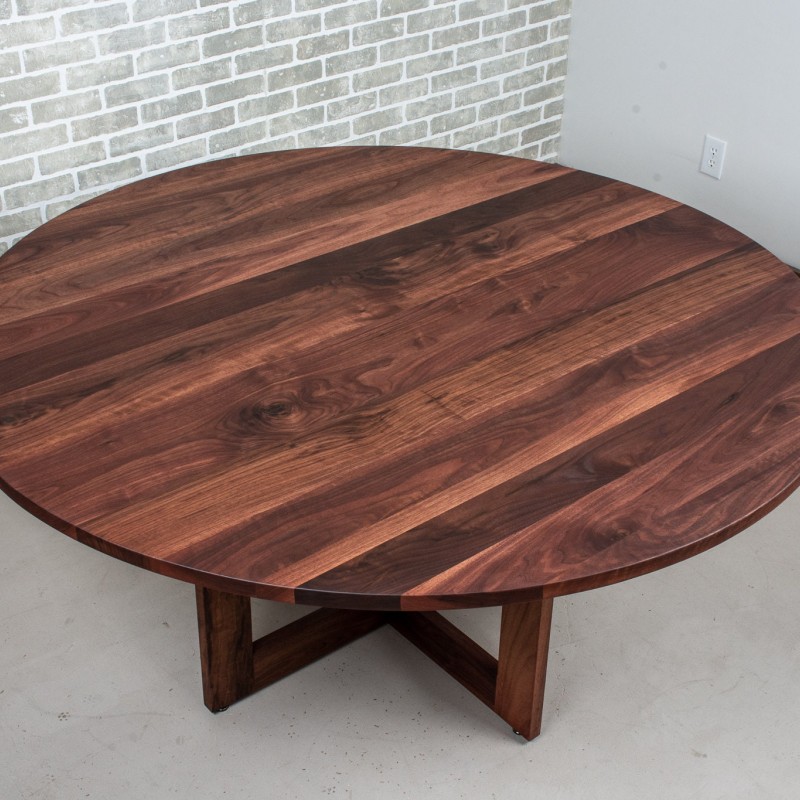 Modern Walnut Table, Round Dining Table in Spiced Walnut on Pedestal Base, Round Walnut Table for Kitchen or Dining Room