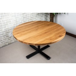 Round Oak Table, Oak Dining Table on Cafe Style Base, Round Wood Table on Pedestal Base