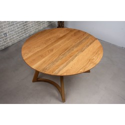 Oak Dining Table Round, Round White Oak Table with Natural Finish, 54 Inch Round Oak Table for Kitchen or Dining Room, Kitchen Table for 6