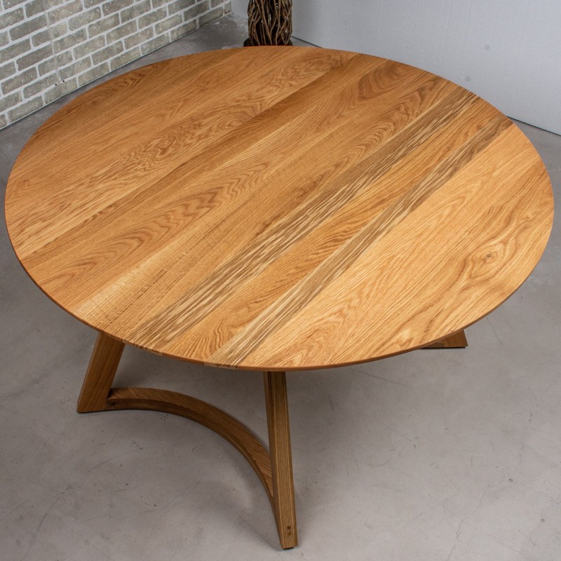 Oak Dining Table Round, Round White Oak Table with Natural Finish, 54 Inch Round Oak Table for Kitchen or Dining Room, Kitchen Table for 6