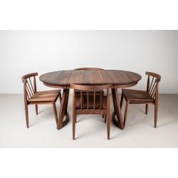 Extendable Dining Table with Chairs, Walnut Dining Table and Chairs, Extendable Dining Table Set, Mid Century Modern Wood Table and Chairs