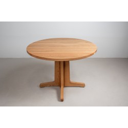 Round Pedestal Dining Table, Round Oak Table, Round Modern Table for Kitchen or Dining Room on Pedestal Base