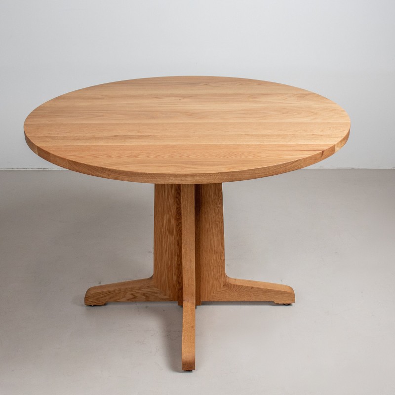 Round Pedestal Dining Table, Round Oak Table, Round Modern Table for Kitchen or Dining Room on Pedestal Base