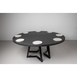 Solid Wood Round Dining Table, Round Black Dining Table, Round Wood Table Finished in Black for Kitchen or Dining Room