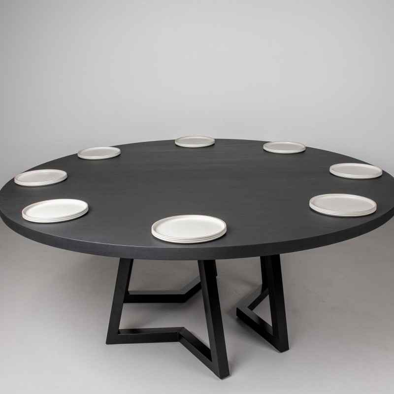 Solid Wood Round Dining Table, Round Black Dining Table, Round Wood Table Finished in Black for Kitchen or Dining Room