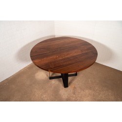 Round Kitchen Table, Round Walnut Table on Steel Legs, Round Dining Table